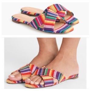 J Crew Cora slides in Multistripe - EUC